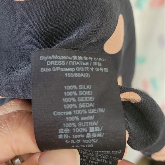 Tory Burch Black Polka-Dot Silk Crepe De Chine Dress Size 0 - Picture 9 of 10